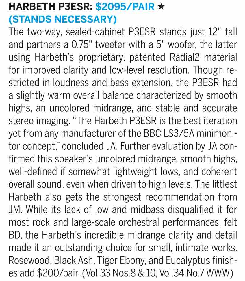 P3ESR in Stereophile Recommended Components